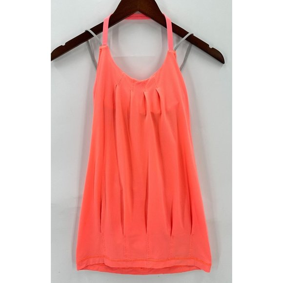 Lululemon Flow And Go Tank Top  Strappy Lightweight Built In Bra Coral 4 - Picture 1 of 8